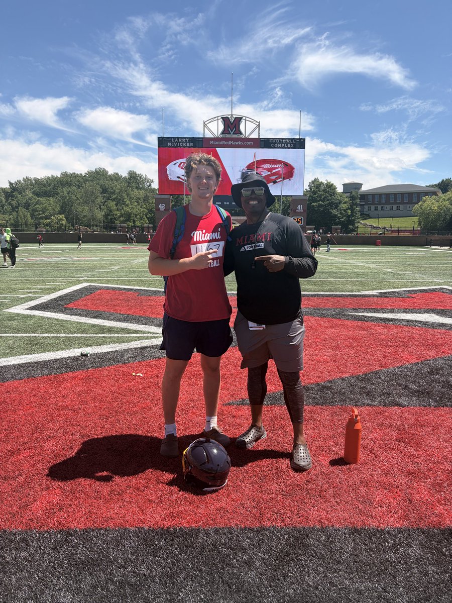 WyattCline28's tweet photo. After a great camp and conversation with @CoachZeek_  I’m blessed to receive my FIRST D1 OFFER from @MiamiOHFootball!! #AGTG 

@Martin_Miami_HC @drew15martin @CoachBrechin @CoachYoch @ColtArthur @AllenTrieu @ArchboldFB @coachddominique @PrepRedzoneOH https://t.co/LYlSZfVDJj
