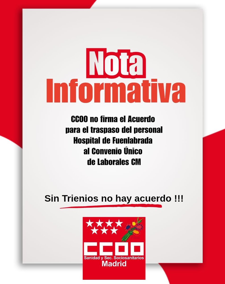 CCOOhufa's tweet photo. En negociación se negocian condiciones laborales pero si la parte d @HaciendaCMadrid  no respeta la mínima cordialidad con @CCOO, nos amenaza y tiene salidas d tono, no se puede negociar nada

Cesen a sus responsables o q aprendan buenos modales

@hospifuenl90766 @CCOOSanidadMad https://t.co/ABHNwnnGaA