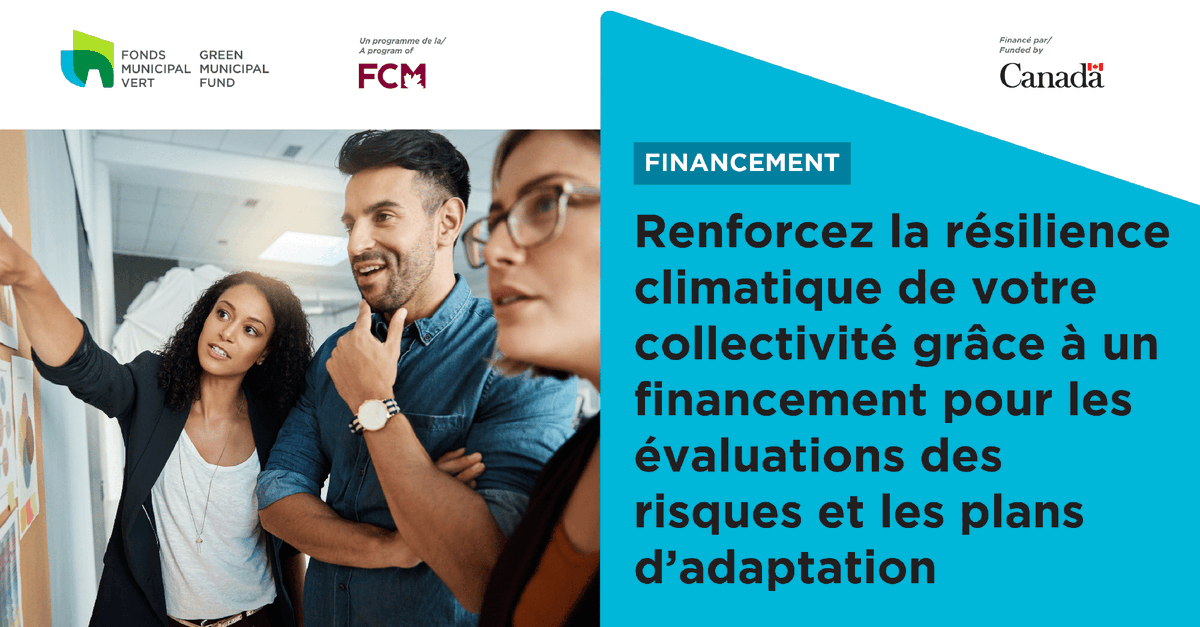 FondsMuniVert's tweet photo. Vous commencez à évaluer les risques climatiques dans votre #munican? Demandez du financement pour créer votre évaluation des risques climatiques et votre plan d’adaptation axés sur la résilience et l’équité. 
⏰ Date limite : 25 juin 
🔗 https://t.co/ZusoLYdu3r https://t.co/3h3TGIxQGj