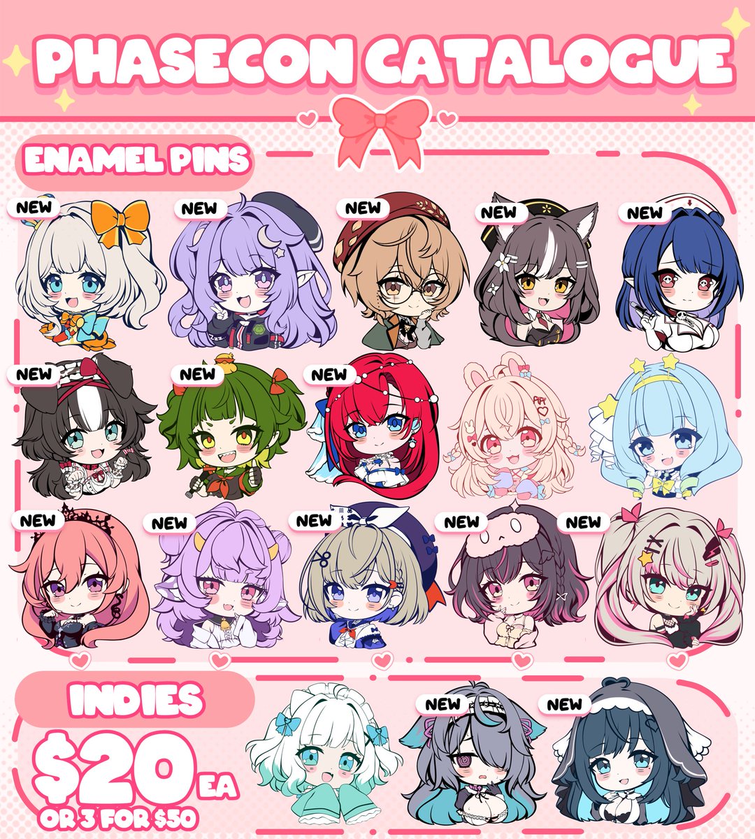 Usaminii's tweet photo. Behold-!! My (mostly complete) Phase con catalogue~!! I’ll be at Table 1, come say hi!! (*´꒳`*) https://t.co/c0yfaVYpdp
