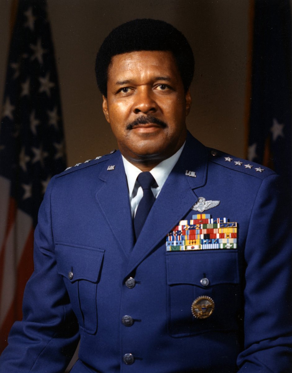 hissgoescobra's tweet photo. I want to give you guys some facts about General Chappie James. He wasn’t a “DEI” hire—he was a complete badass that had to overcome MORE than any white pilot. Did 178 combat missions—that’s like 7 bomber tours on a B-17 in WWII. 

His medal count? Impeccable. 3 Distinguished Flying Crosses, 14 Air Medals, Two Legions of Merit, and a Defense Distinguished Service Medal. One of the original Tuskegee Airmen, the first four-star African American General. 

Hegseth couldn’t sniff the level of soldiering and warrior that was in Chappie’s DNA. God bless him. And Hegseth took down his picture from a hallway like a racist little child, which is what he is.