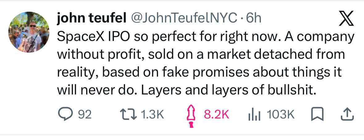 zkBASED's tweet photo. @JohnTeufelNYC the little rocket animation like on a post with this sentiment is also perfect 😭 https://t.co/ghILU5BBG4