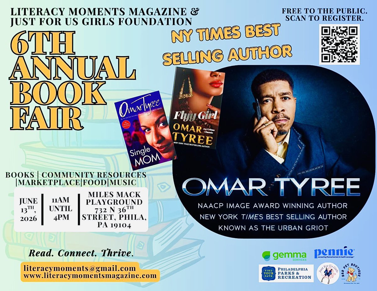 omartyree's tweet photo. I’M #BACK #HOME IN #THEBOTTOM OF #WESTPHILLY ~ SATURDAY ~ JUNE 13th ~ It’s the 6th #ANNUAL #BOOKFAIR @ #MILESMACK #PLAYGROUND @ 36th & #ASPEN ~ 11 AM ~ 4 PM ~ I got #BOOKS & #PHILLY T-SHIRTS including our #iconic WHITE / RED #TEEPEE ~ So get there #EARLY to snag one! 🤠💯🔥🎯🖌️ https://t.co/DNby1ozySQ