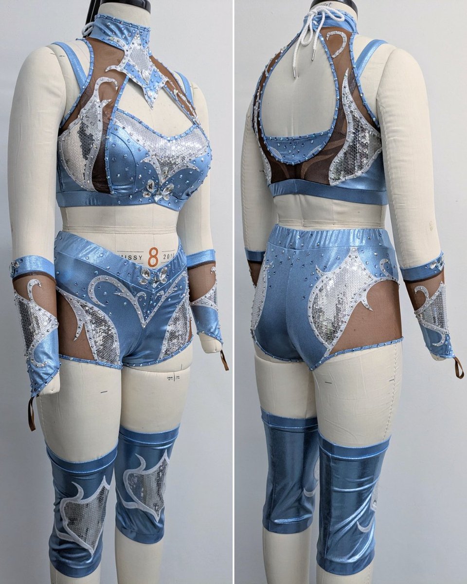 nogimmickgear's tweet photo. Close up shots of the icy blue gear designed and made for the stunning @lashlegendwwe !! 
🩵🤍🩵
#wwe @wwe #boujeebully #lashlegend #smackdown #prowrestlinggear https://t.co/EpclBP306T