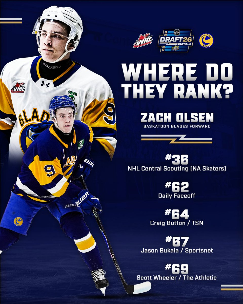 TheWHL's tweet photo. Second-round bound?

Where will @BladesHockey forward Zach Olsen land at the 2026 #NHLDraft! https://t.co/ubdozwArBW