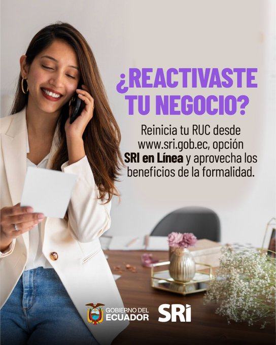 MiriamBustosM_'s tweet photo. Si reiniciaste tu actividad económica:

🔔¡Reinicia hoy mismo tu RUC! 

Hazlo fácil a través de https://t.co/L6Mm5hFf2e opción #SRIenLínea. https://t.co/4D8tqbLFee