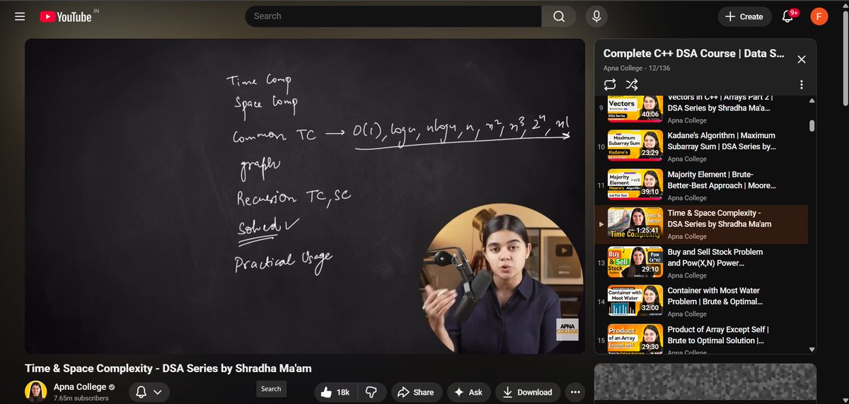 FardeenDevX's tweet photo. 🚀 DSA Day 7 , Day 8 , Day 9 Forgot to post

Completed Lectures 10, 11 &amp; 12 of the Apna College C++ DSA course.
📚 Topics covered:
• Kadane's Algorithm (Maximum Subarray Sum)
• Majority Element (Moore's Voting Algorithm)
• Time &amp; Space Complexity

@ApnaCollegeX @ShradhaKhapra_ https://t.co/7kQklkkbk7