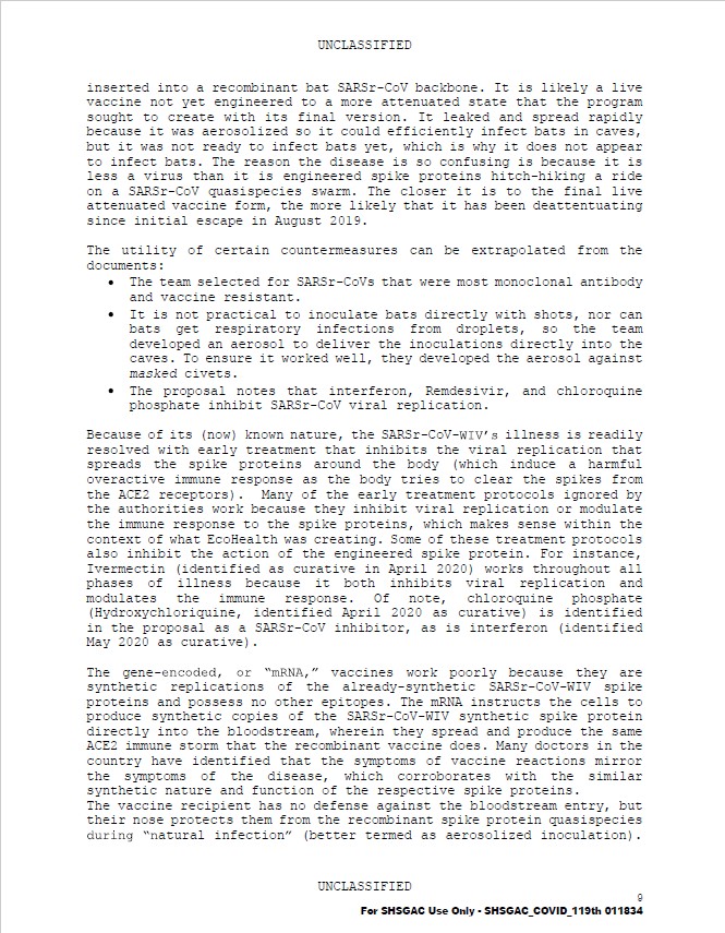 Shakingmyhead01's tweet photo. Here is the whole DARPA report. It identifies who made COVID, what worked to recover from infection (Hydroxychloriquine, identified April 2020 as curative) and (Ivermectin, identified as curative in April 2020) works throughout all phases of illness because it both inhibits viral replication and modulates the immune response) and why the jab wouldn't work (“mRNA,” vaccines work poorly because they are synthetic replications of the already-synthetic SARSr-CoV-WIV spike proteins and possess no other epitopes) Pages 1-4, 5-6 on next post
