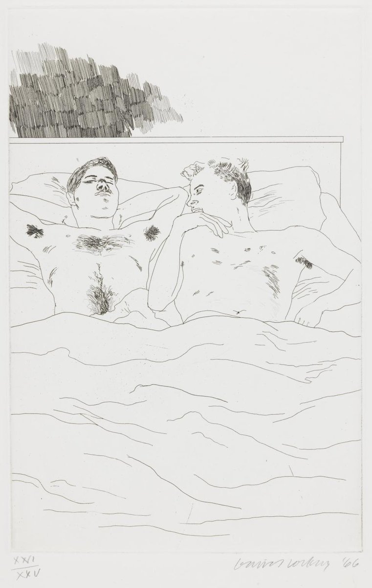 pb215's tweet photo. RIP, David Hockney.

'In the Dull Village,' from 'Illustrations for Fourteen Poems from C.P. Cavafy' (1966). https://t.co/XHONcXFFb6