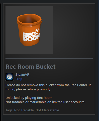 ToppySmells128's tweet photo. if rec room is shutting down does this mean this is gonna become unobtainable #questionmark https://t.co/RmY1uUnask