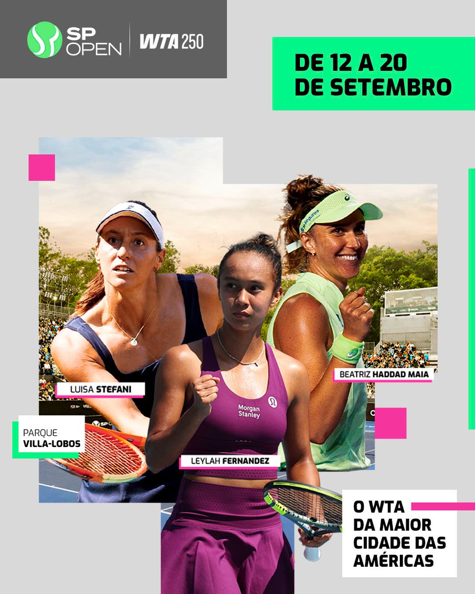 spopenoficial's tweet photo. Já garantiu seu lugar no SP Open 2026? 🎾

A venda está chegando ao fim. 😱 Os últimos ingressos para ver Leylah Fernandez, Beatriz Haddad Maia, Luisa Stefani e mais estão disponíveis no site da Eventim!

🎟️ CORRA E GARANTA JÁ: https://t.co/fRyNUUJhKc https://t.co/oaSe8VYKHp