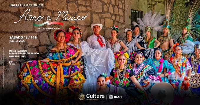 MuseoCulturas's tweet photo. Disfruta de #danzas de diferentes estados, con 𝗕𝗮𝗹𝗹𝗲𝘁 𝗙𝗼𝗹𝗰𝗹𝗼́𝗿𝗶𝗰𝗼 “𝗔𝗺𝗼 𝗮 𝗠𝗲́𝘅𝗶𝗰𝗼”, 𝗱𝗲 𝗗𝗼𝗹𝗼𝗿𝗲𝘀 𝗠𝗲𝗻𝗰𝗵𝗮𝗰𝗮 #Sábado 13 de junio
14 h
#EntradaLibre
Cupo: 300 personas
Patio del #MNCM
Moneda 13, Centro Histórico, #CDMX
#60añosMNCM #INAH https://t.co/A6mm3aSvpC