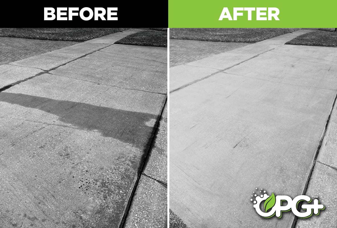 OPGplusCleanup's tweet photo. Oil stains don't have to become a permanent part of your property. Our concrete restoration service is designed to lighten, and in many cases completely remove, unsightly stains.

#ConcreteRestoration #PropertyMaintenance #EnvironmentalServices https://t.co/3oWBvINC2o