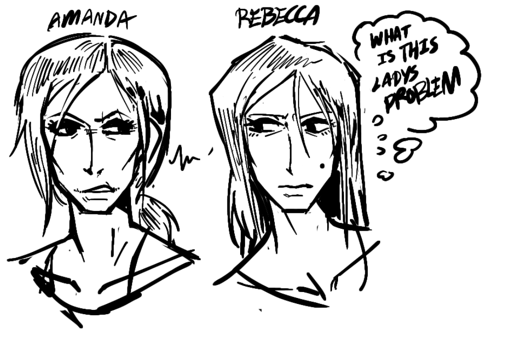 Rafgarn's tweet photo. For the sake of comparisson, Rebecca and Amanda look very similar, one being inspired by another, but they couldn't be any more diffrent. https://t.co/0Qm3GLjRyH