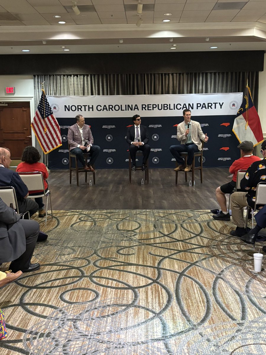 PatHarriganNC's tweet photo. Great to spend time with conservatives from across North Carolina at the @NCGOP Convention and join a discussion with @ComfortablySmug and @simmonsncgop.

I always appreciate hearing directly from the grassroots activists, volunteers, and local leaders who are working every day to keep North Carolina strong. Thank you to everyone who came out and shared their perspective on the future of our state and country.