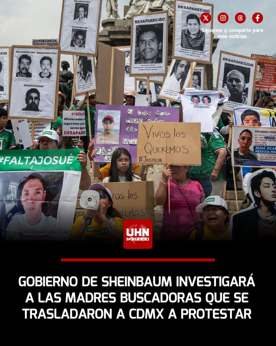UHN_Plus's tweet photo. 🇲🇽‼️ | En un insólito anuncio, el narcogobierno de la comunista Claudia Sheinbaum investigará a las madres buscadoras que se trasladaron de otros estados de México para protestar en la inauguración del Mundial. La medida, anunciada por su secretaria Rosa Icela Rodríguez, ha causado indignación entre los mexicanos quienes exigen que investigue a los criminales.