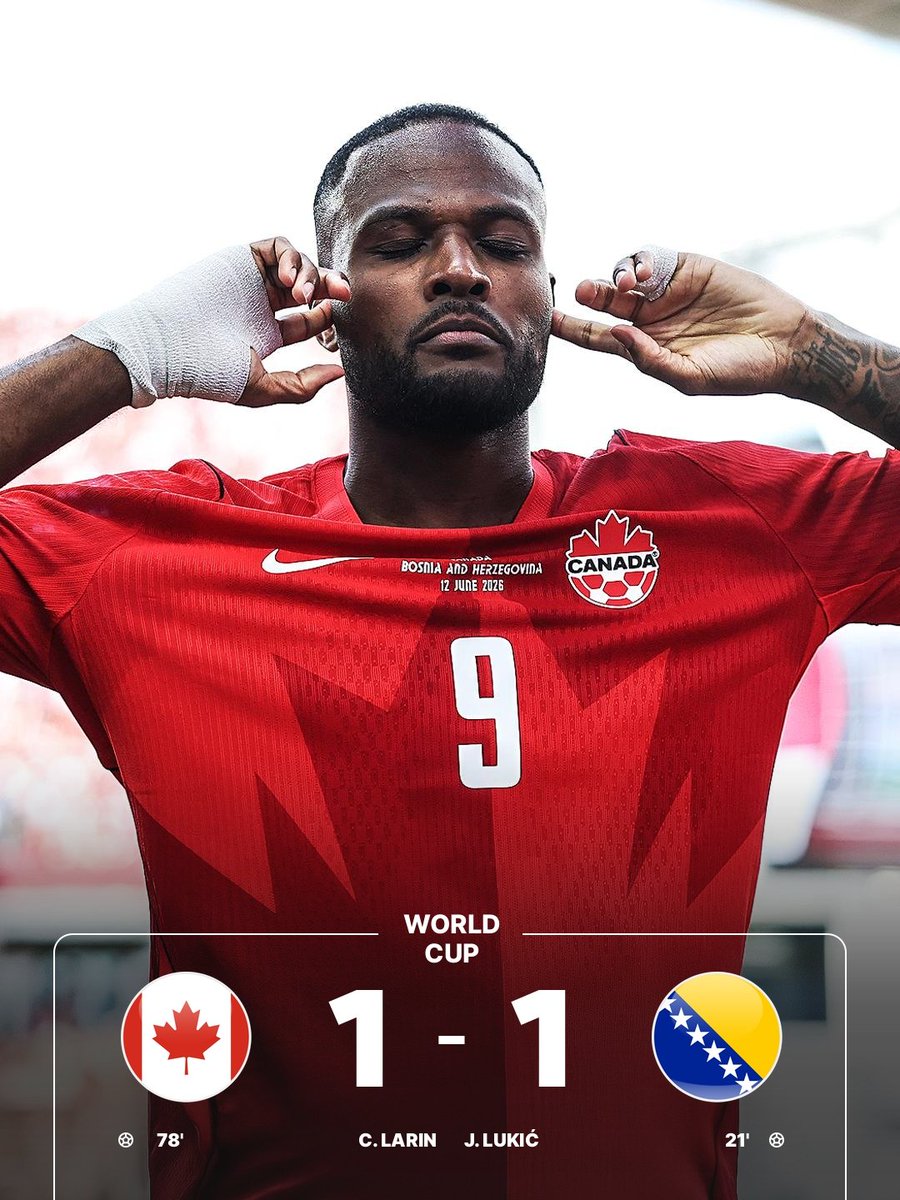 FutyArena's tweet photo. Full time: Canada 🇨🇦 1-1 🇧🇦 Bosnia https://t.co/uboSyV5Tlm