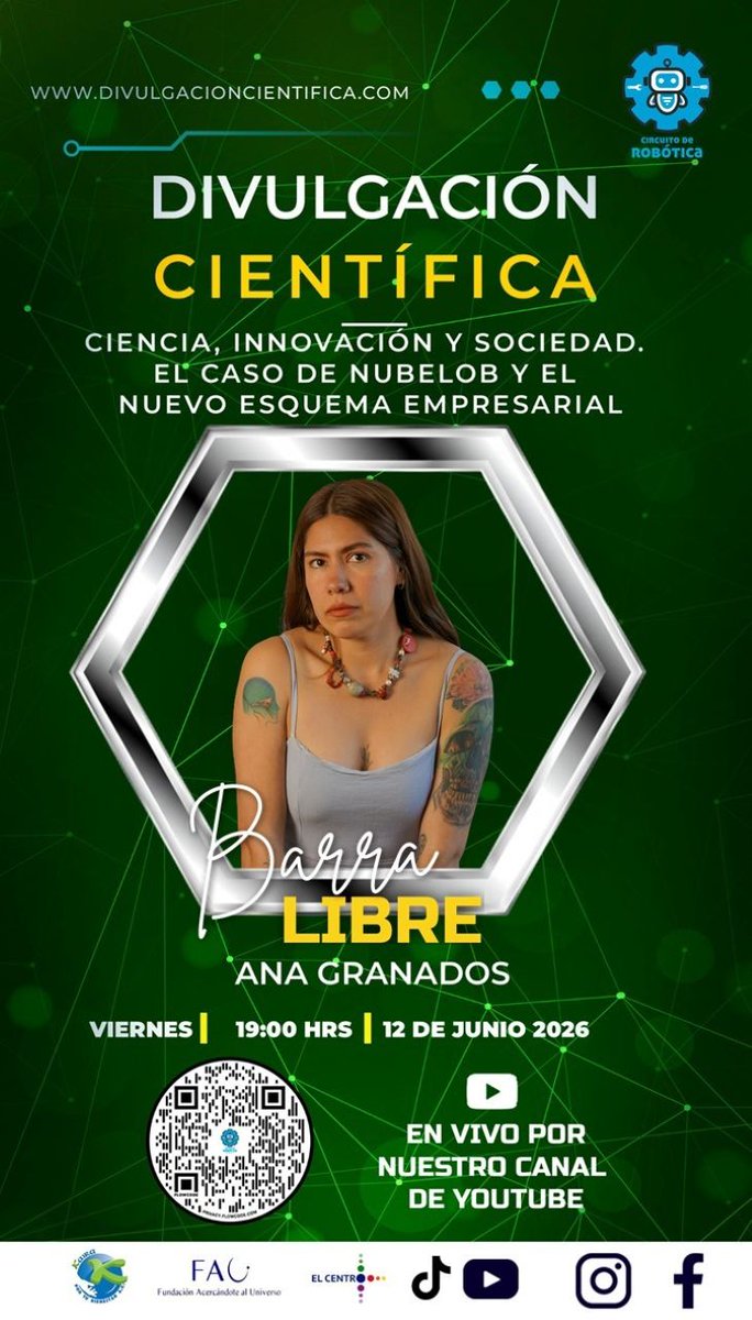 ElCentroMex's tweet photo. Hoy viernes 12 de junio, en punto de las 19:00 horas, en la Barra Libre Científica, Ciencia, Innovación y Sociedad. El Caso de NubeLob y el Nuevo Esquema Empresarial, con Ana Granados, por nuestro canal de YouTube:
https://t.co/9HvkdaFYrc
#yoveoinformaciónverificada https://t.co/0CZmyOXPPP