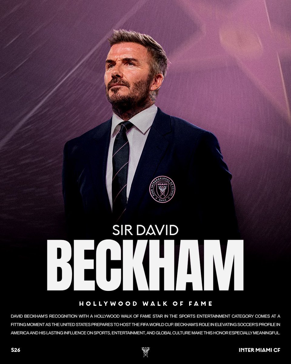 InterMiamiCF's tweet photo. A vision that changed the game. An impact that transcends it ⭐️

Congratulations to Sir David Beckham on receiving a star on the Hollywood Walk of Fame. https://t.co/Zik83AUi88