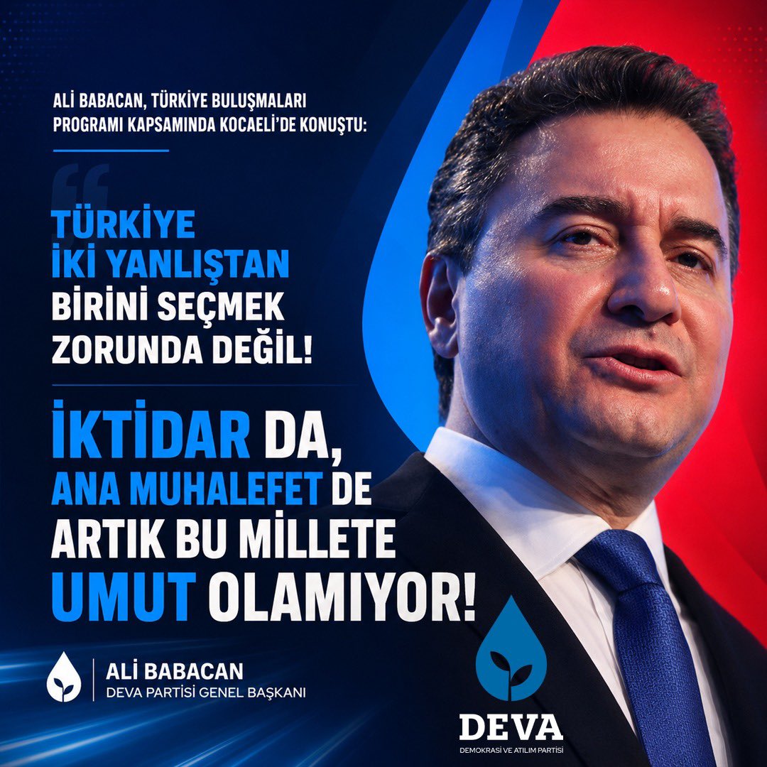 OkYusufff's tweet photo. " iktidar da , ana muhalefet de artık bu millete umut olamıyor! Türkiye  iki yanlıştan birisini seçmek zorunda değil "
#deva #alibabacan #aynıhedefeomuzomuza https://t.co/MEaqXiNgkW