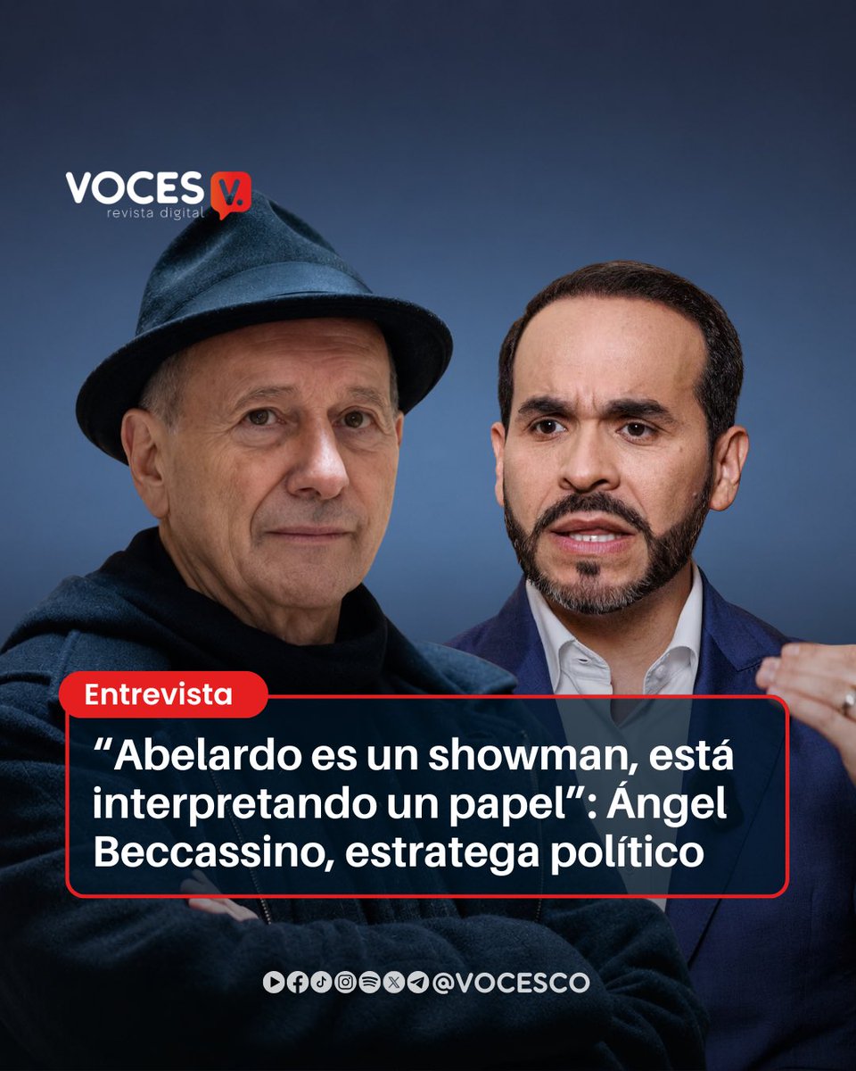 vocesco's tweet photo. #Voces | “Abelardo está interpretando bien un guion, está haciendo un espectáculo; manipula el miedo y la emoción pública”, expresó el estratega durante una entrevista en el pódcast Café Kombi, del periodista Diego Aretz (@DiegoAretz). El episodio estará disponible próximamente en nuestro canal de YouTube: https://t.co/dbXWHEzpN7
