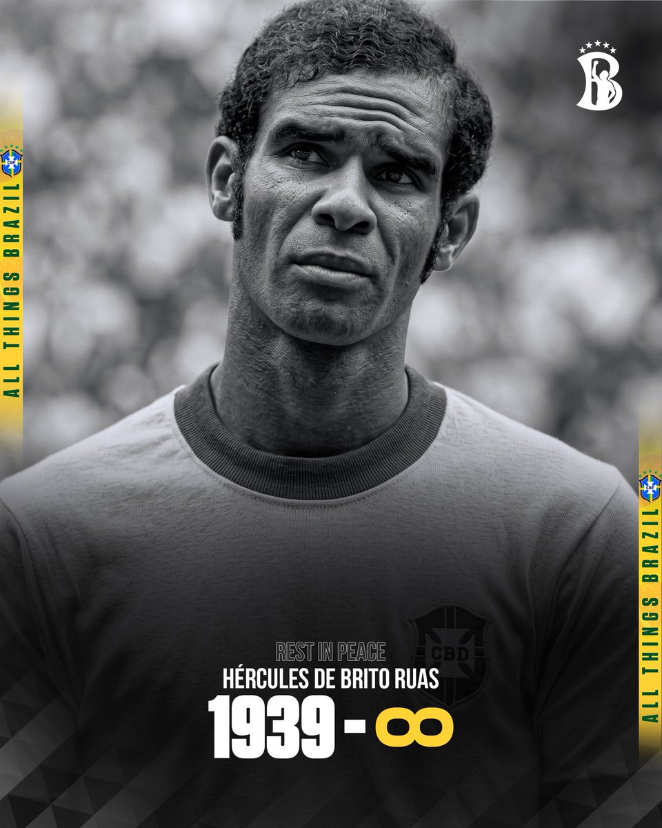 SelecaoTalk's tweet photo. 🇧🇷 🕊️ | We’re saddened to hear of the passing of Brazil legend Brito, yesterday.

One of the toughest defenders in Brazilian history, Brito was a key figure in Brazil’s 1970 World Cup win, playing every single minute as Brazil won what many consider the greatest World Cup of all time as one of the greatest national teams of all time. 

A fierce competitor, he was famously suspended for a year after punching a referee during a game between Vasco da Gama and Botafogo.

Brito was renowned for his physical conditioning. He recorded some of the best fitness results in Brazil’s 1970 World Cup preparations, topping the endurance tests at nearly 31 years old, and according to folklore, even managed to break a gym machine during training camp.

Rest in peace, World Champion. 🇧🇷🏆