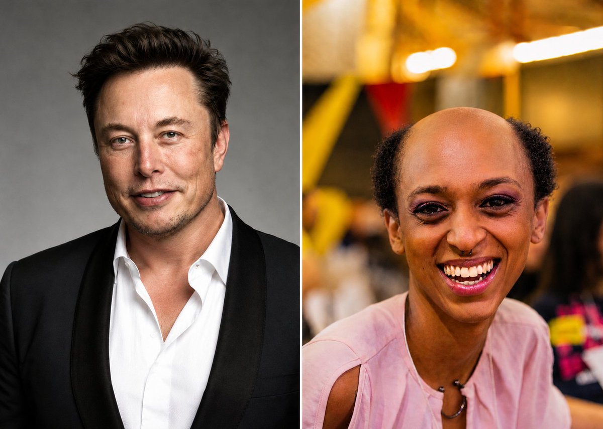 DieHardAguia's tweet photo. Elon Musk:
- Imigrante africano
- Neurodivergente
- PcD
- Pai de trans
- Trilionário

Mas ele não é suficiente para Erika por não curar a calvície. https://t.co/5hUgBxbzpL
