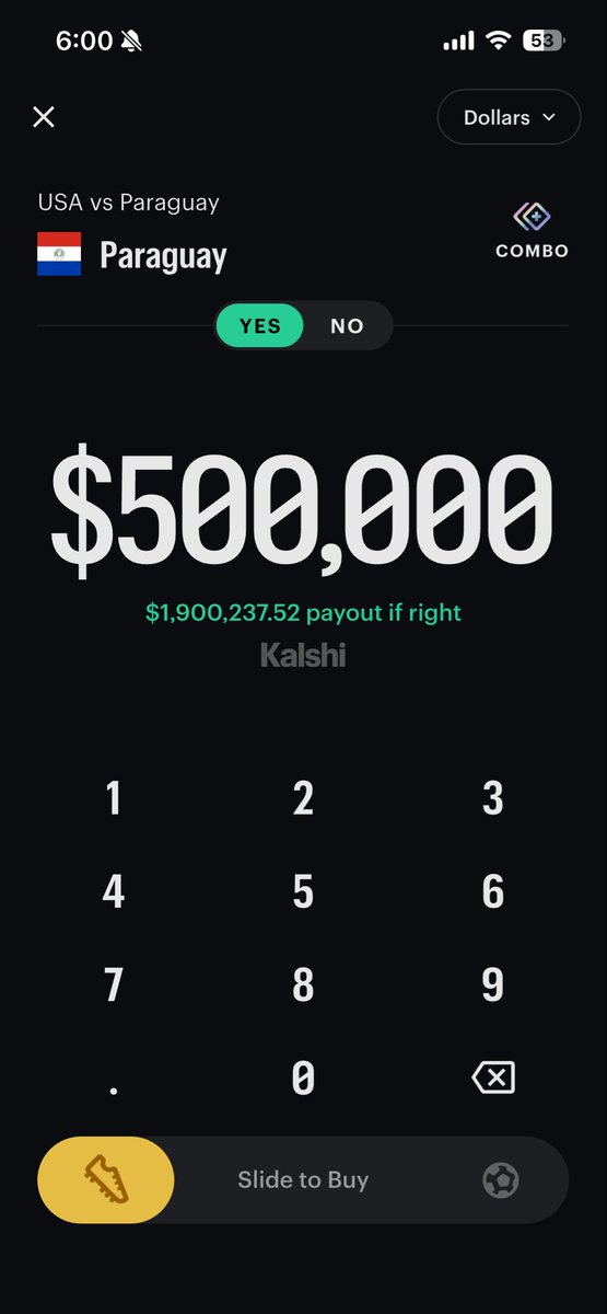 clebro33's tweet photo. @PolymarketSport Huh? It’s 1.9M on Kalshi https://t.co/iG5kAfa87r