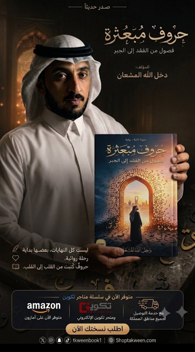 d_alshammary's tweet photo. في هذا الكتاب يروي الكاتب “حروف مبعثرة” رحلة إنسان مرّت عليه فصول الحياة الأربعة:
الفقد، الصبر، التعثر، ثم النهوض من جديد. https://t.co/jIfop5WNU5
