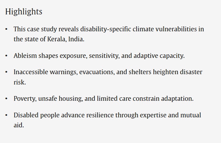 GEC_Journal's tweet photo. 🌏New Research: "Understanding the climate vulnerability and resilience of people with disabilities: insights from a case study in Kerala, India"

🌎Read more #OpenAccess in GEC: https://t.co/Abxj42zwti https://t.co/lDzwE0nKGj