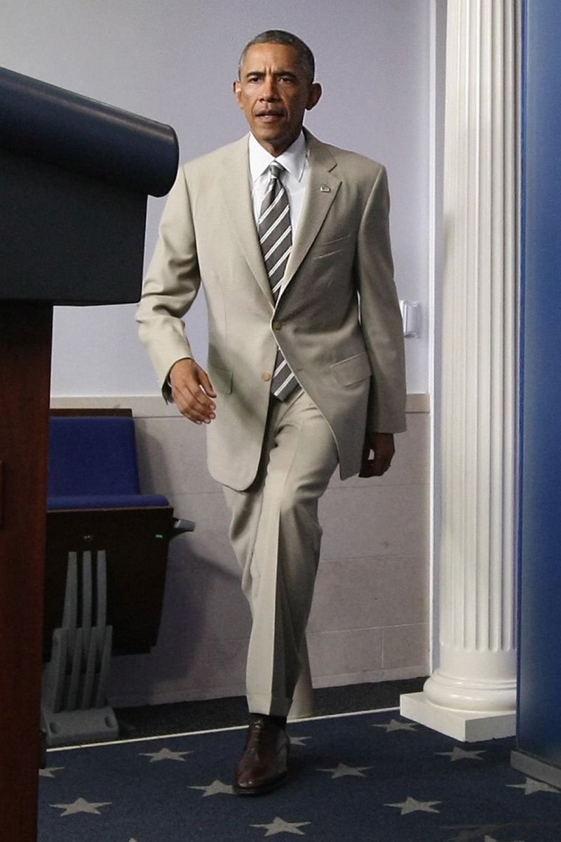 ML3democrats's tweet photo. The man who led your country with empathy and a beautiful tan suit https://t.co/9248ihyxaB