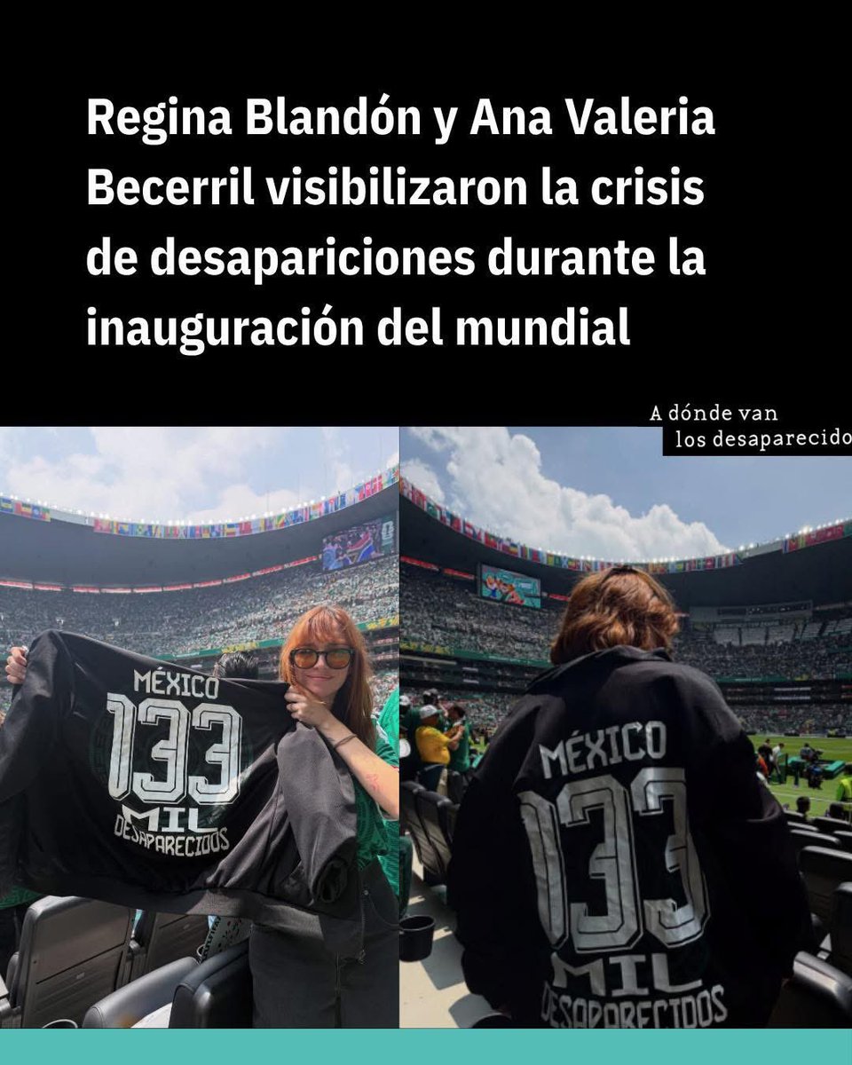 Desinformemonos's tweet photo. Las actrices mexicanas Regina Blandón y Ana Valeria Becerril se solidarizaron con las madres buscadoras durante la inauguración del mundial.

Vía: A donde van los desaparecidos https://t.co/d3NwZwLQ1r