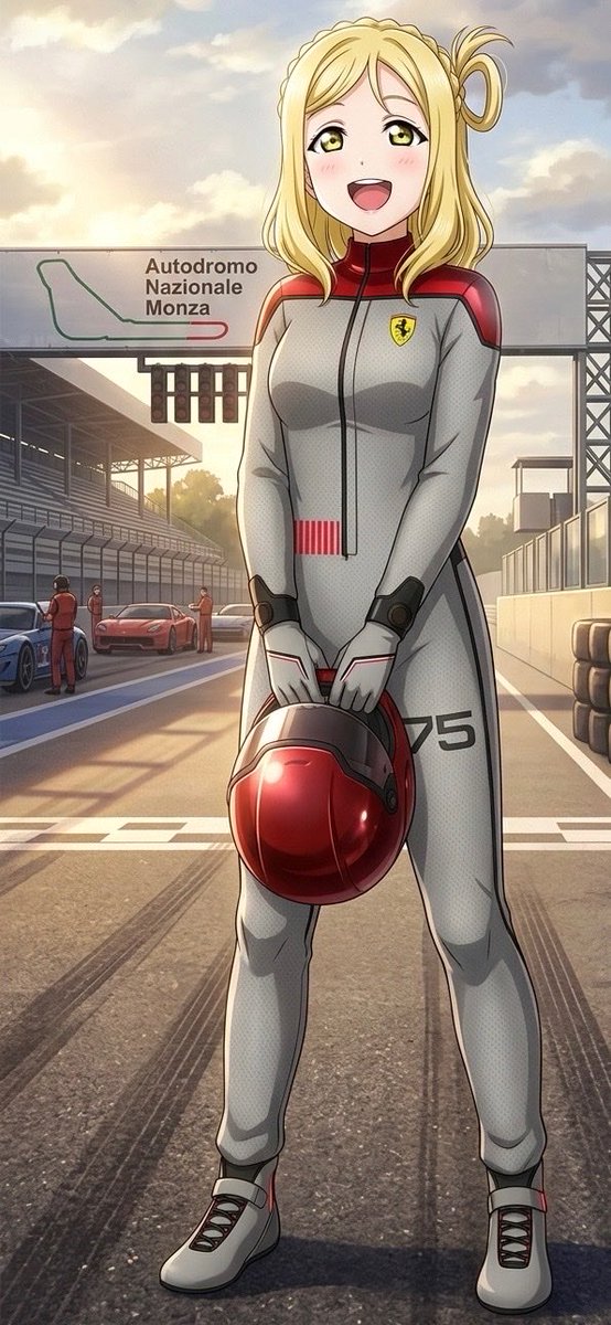 AIイラスト」フェラーリVGTレーシングスーツ 小原鞠莉 #ラブライブ