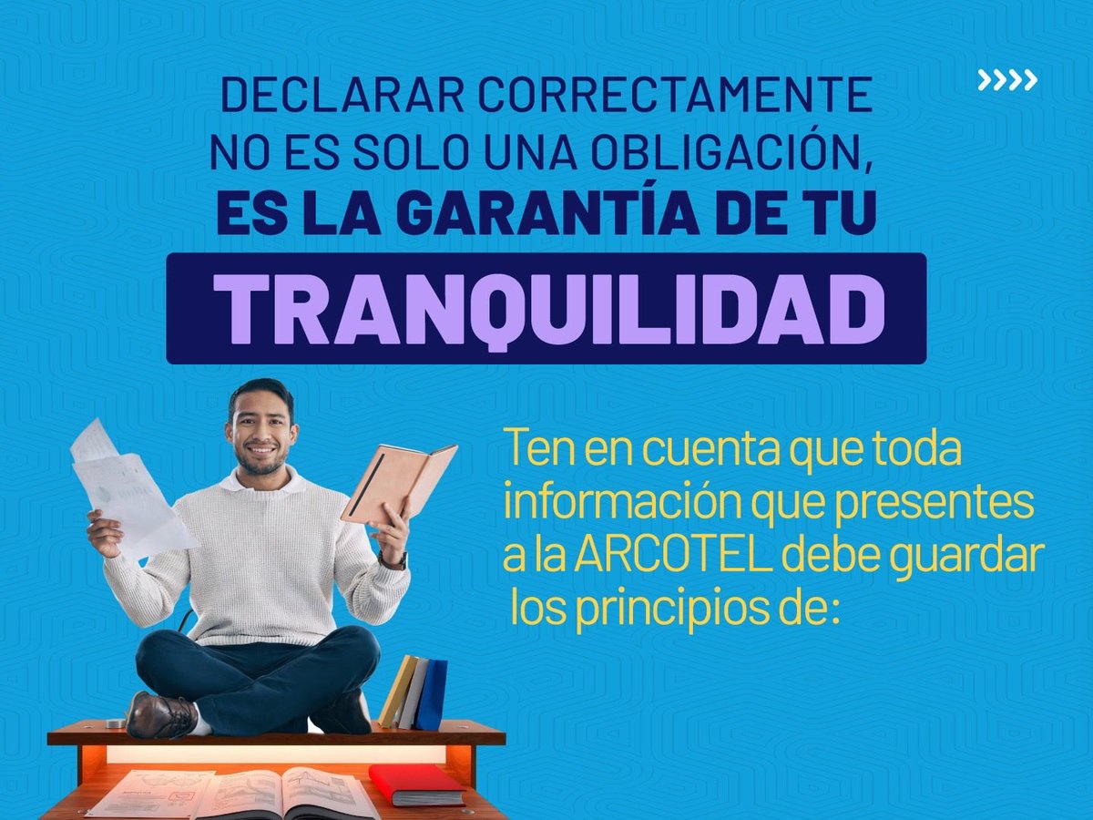 Arcotel_ec's tweet photo. 📢 Declarar correctamente garantiza transparencia, cumplimiento y tranquilidad.

Recuerda que la información reportada a la ARCOTEL debe ser relevante, confiable, comparable, íntegra y estar debidamente sustentada.

#Telecomunicaciones #CumplimientoNormativo #Transparencia https://t.co/PzIfKIcvD2