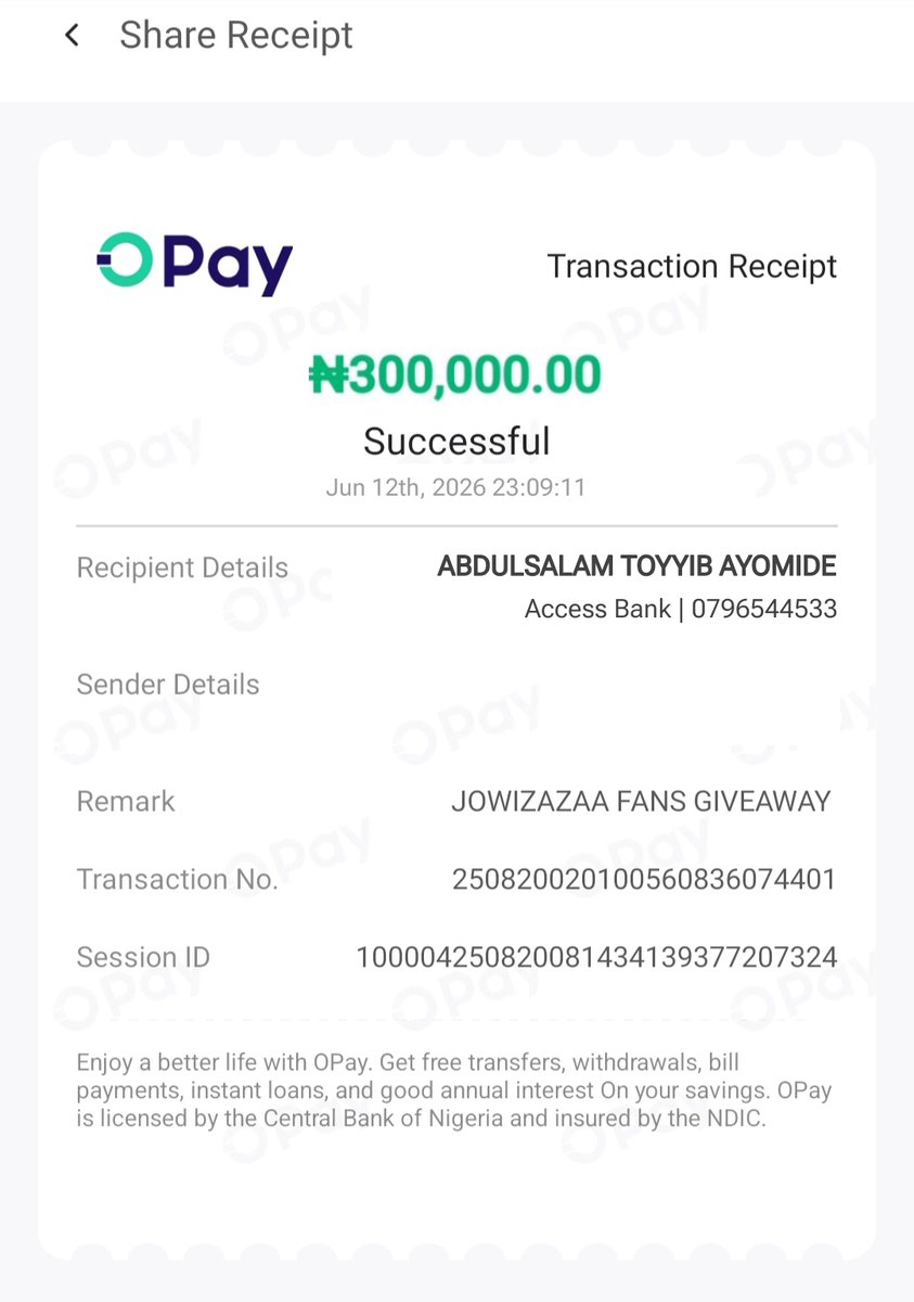 Jowizazaa_gives's tweet photo. Sent you 300k.

Who's next?

21 more winners to go https://t.co/Nru9xONCL0