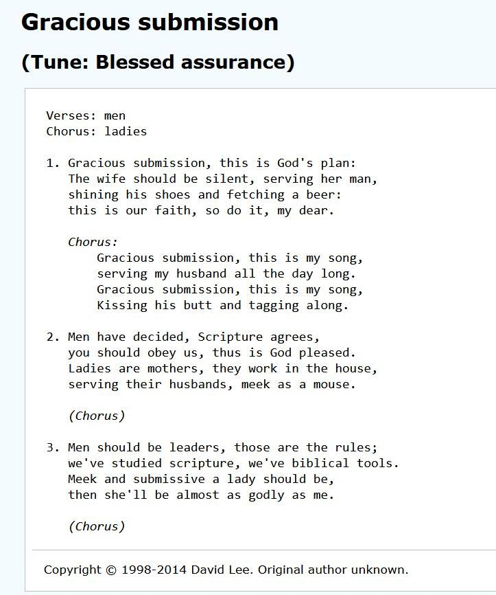 JosiahHawthorne's tweet photo. The hymn "Blessed Assurance," the SBC version.  (Written by an unknown frustrated SBC moderate in 1998) https://t.co/ZqymMqL0B8