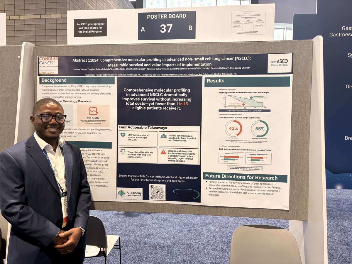 AHNhemeonc's tweet photo. Our fellows and residents had an incredible experience at #ASCO2026!🎉With outstanding mentorship from our faculty, we celebrated multiple accepted posters and a special ASCO Merit Award for our PGY-4 fellow, Dr Stanley Ozogbo. Congratulations to all! https://t.co/wiBjeXE6AV
