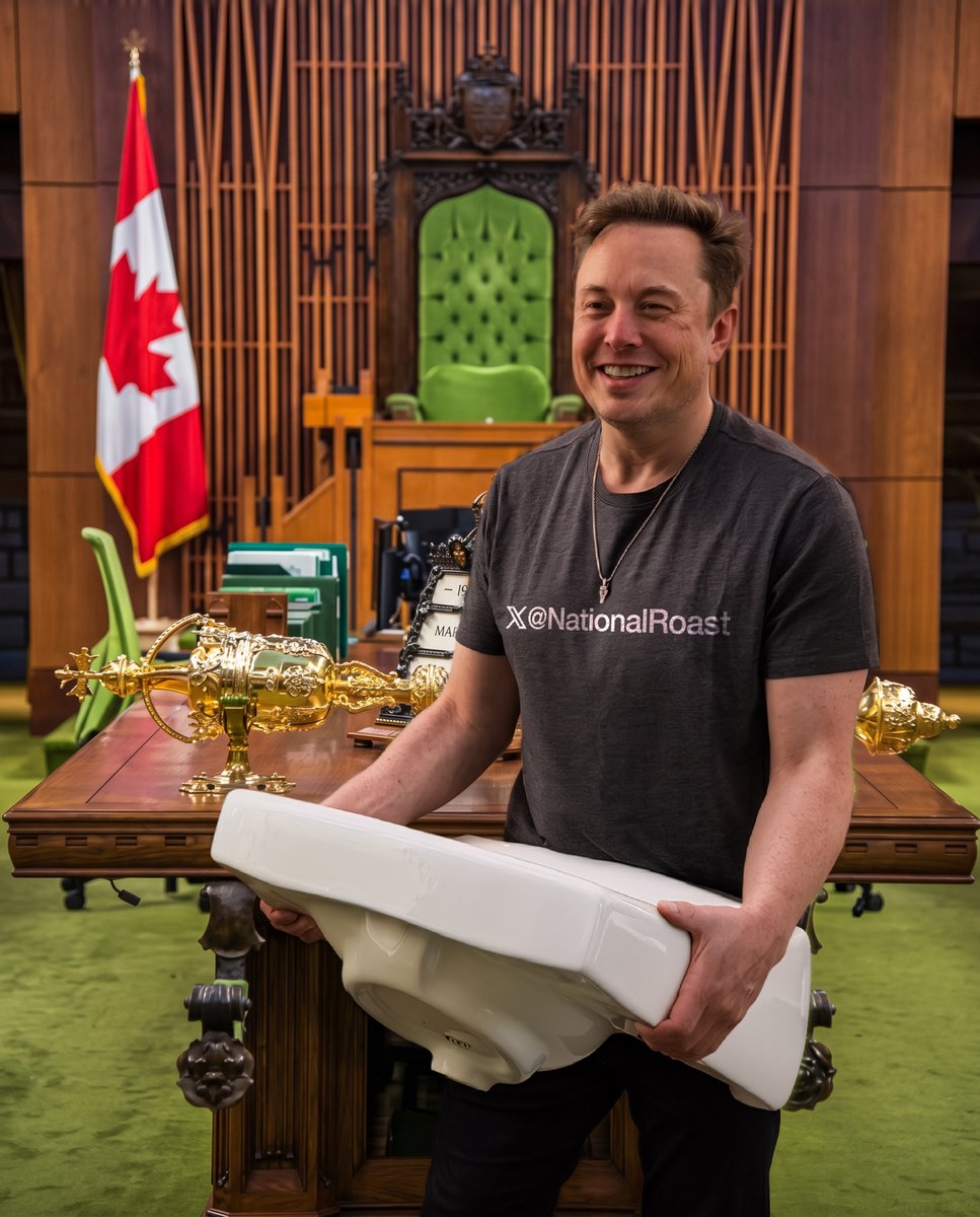 NationalRoast's tweet photo. @elonmusk walking into the House of Commons after buying Canada: https://t.co/oTcyC6HAok
