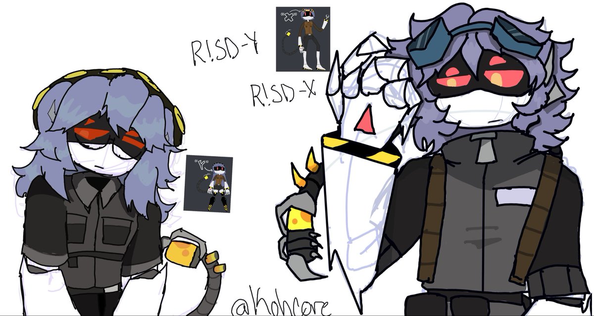KohCore's tweet photo. OC redesigns for my murder drones au.. (Y’s is also technically a sona update ig)
OCS BELONG TO derpyaxolotl600 ON LIKE INSTA I THINKS- HELL CREEK CRISIS DUDE
#mdtwt https://t.co/RcjXTnIEhq