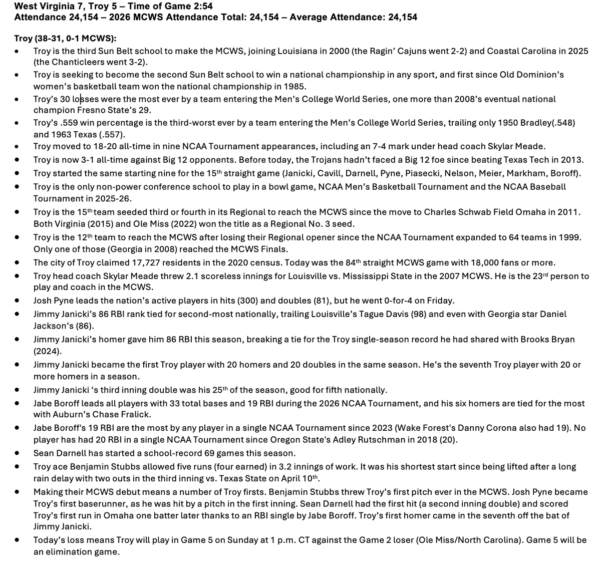 _robanderson's tweet photo. So what do I do during the Men's College World Series?

Work with @patrick24davis and others to compile notes like this. https://t.co/YVIx6PZUh4