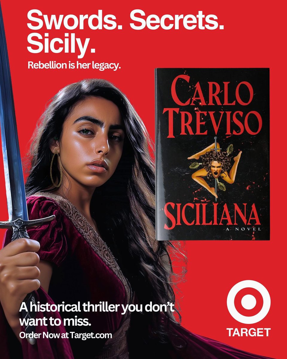 TrevisoAuthor's tweet photo. She’s fierce. She’s fearless. She’s Sicilian. 

And she’s at Target.

𝘚𝘪𝘤𝘪𝘭𝘪𝘢𝘯𝘢 is officially available online at Target.

Order today and get your copy delivered straight to your doorstep. 

Link can be found in the comments. https://t.co/QSpmAePtvq