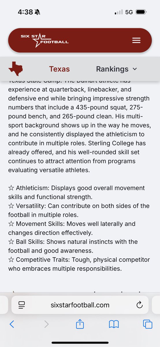 SpeerKaleb1818's tweet photo. Thank you @sixstarfootball for the write up!!
@CoachWhiteDB1 @806hsscmedia @PressPassSports @KaleSteed @BenjaminGolan @JGonzalesJr10 @PrepRedzoneTX @KyleMorgan_XOS @ScottRapp17 @CoachWinings https://t.co/wtYdDy4COb