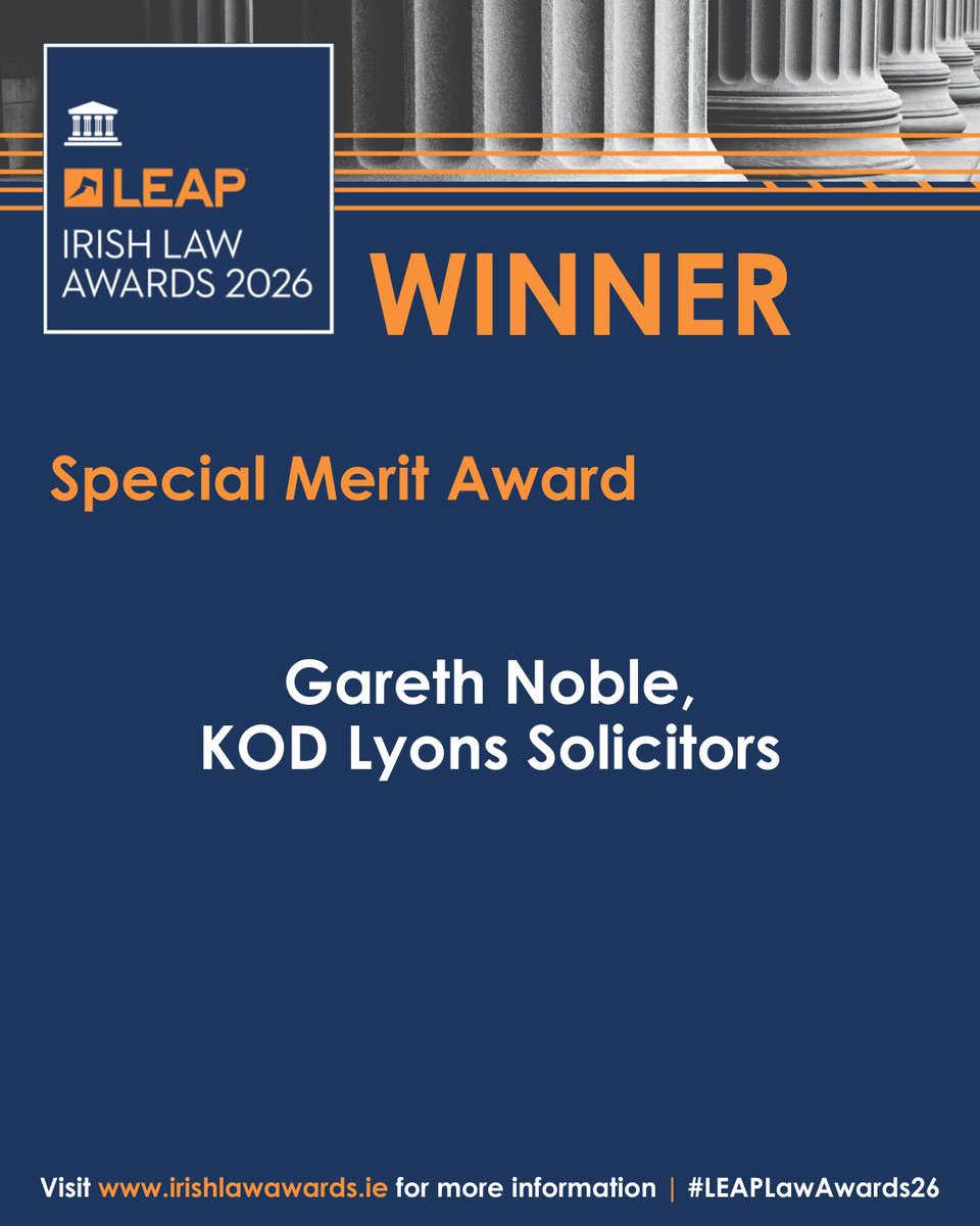 IrishLawAwards's tweet photo. This special recognition celebrates exceptional contribution and dedication to the profession. Congratulations to Gareth Noble, KOD Lyons Solicitors recipient of the Special Merit Award. @KODLyons https://t.co/sLdYbheyJR