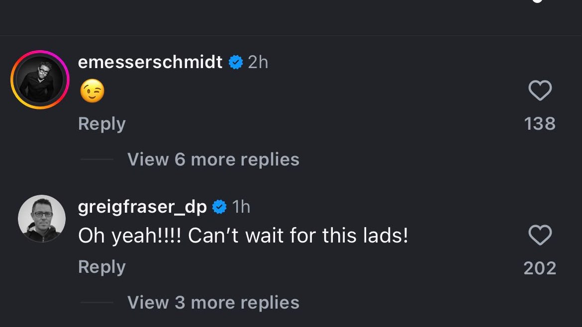 TheBatmanSagaNW's tweet photo. ‘The Batman’ Cinematographer Greig Fraser reaction to ‘THE BATMAN: PART 2’ starting filming 

“Oh yeah!!!! Can’t wait for this lads!” https://t.co/YmfFG2ZEg4