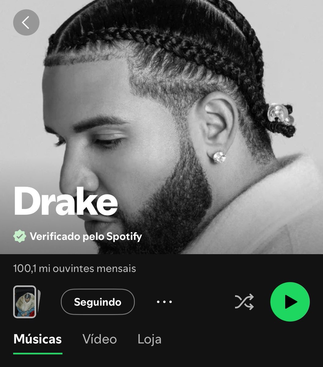SiteDrakeBrasil's tweet photo. 🚨 É O GOAT! Drake acaba de alcançar a incrível marca de 100 MILHÕES de ouvintes mensais no Spotify. https://t.co/dINaMPhW6z