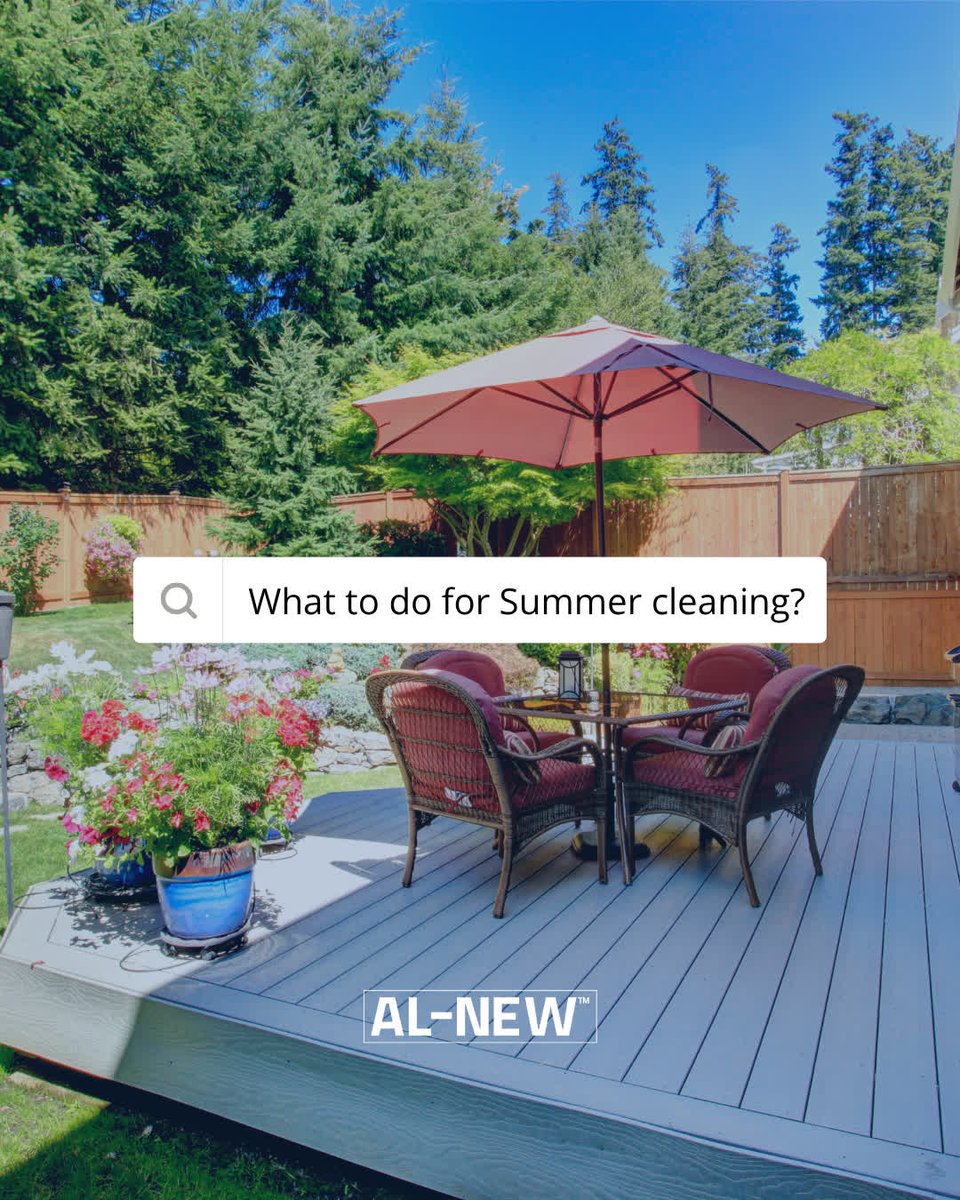 ALNEW_Cleaner's tweet photo. Summer is the perfect time to tackle those outdoor cleaning projects you've been putting off 💪 From patios and decks to fences and outdoor furniture, AL-NEW helps restore and refresh your outdoor spaces with ease. #ALNEW #SummerCleaning #OutdoorLiving

https://t.co/jDPi3gwbJz https://t.co/rSWIImdA8o