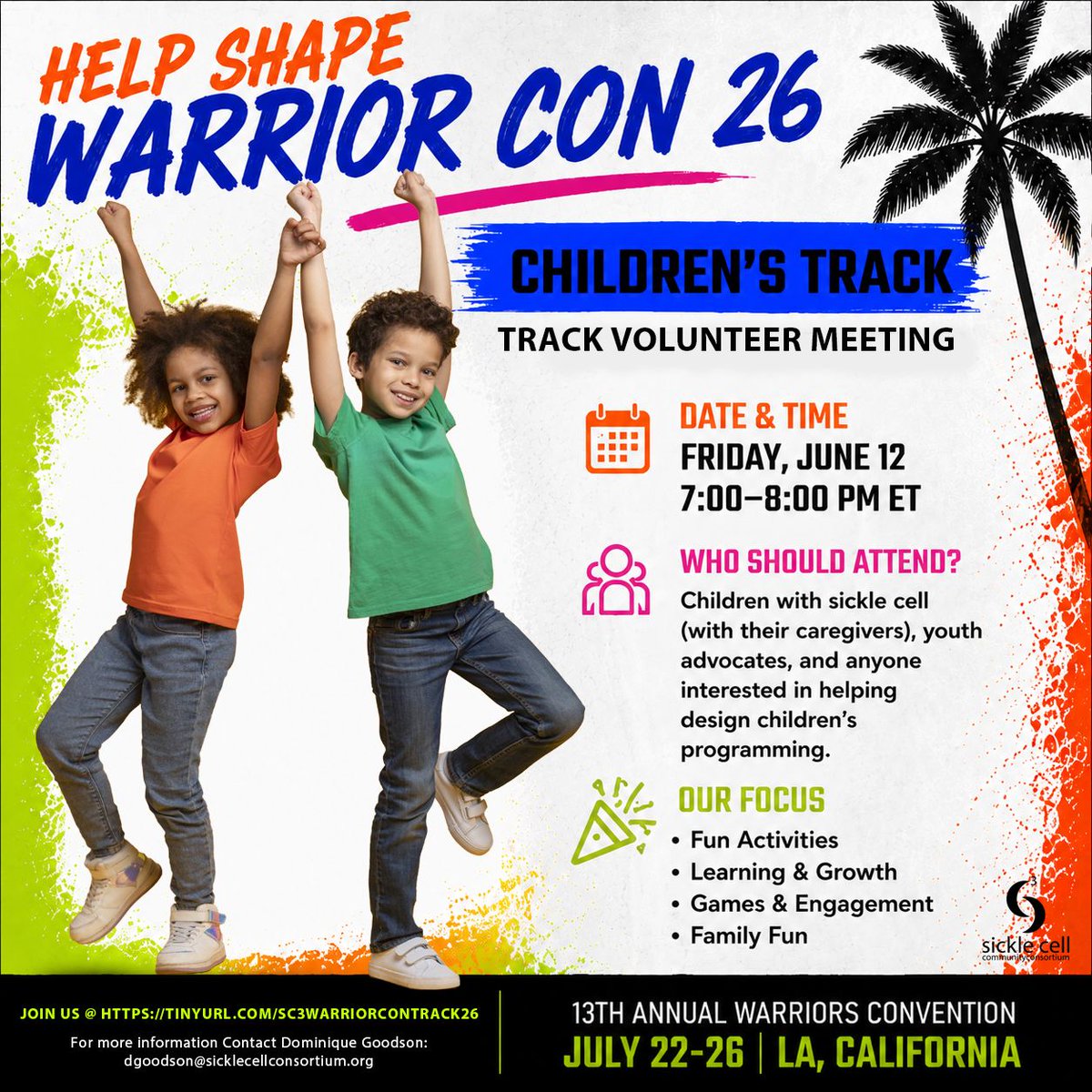 SCCConsortium's tweet photo. Children’s Track volunteers, we start in 5 minutes!
Join us to talk sessions, games, activities, and what our youngest warriors need at WarriorCon 26.
Children are invited too.
Register here: https://t.co/acmghAbyAu
Then check your email for the login link. https://t.co/IcgeV2Th2Q