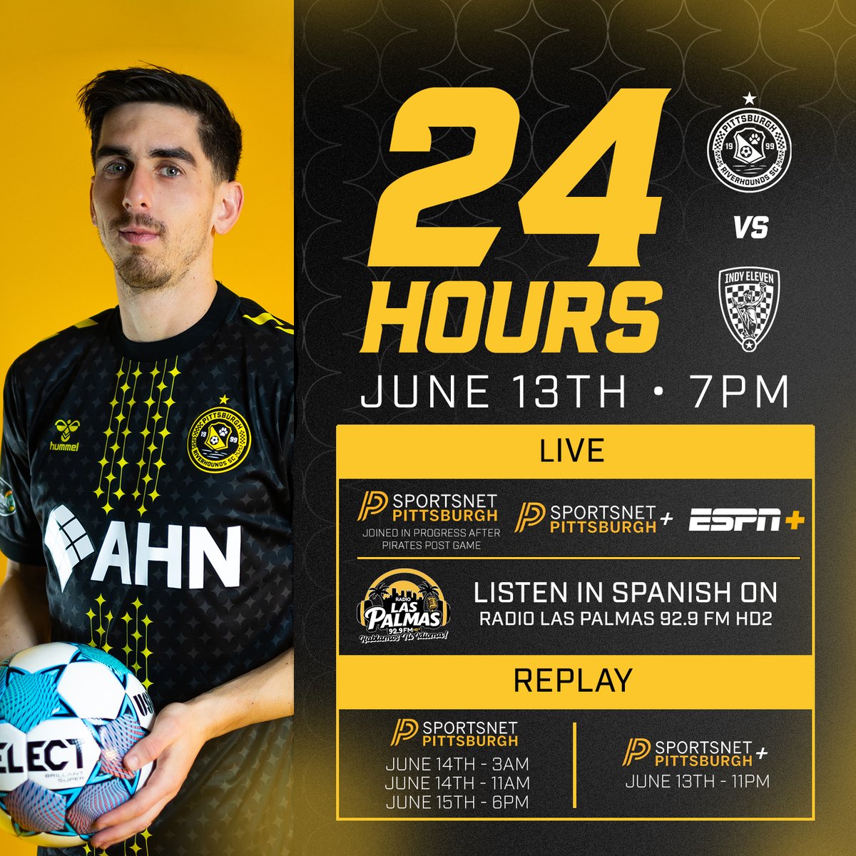 RiverhoundsSC's tweet photo. We're partying at home tomorrow night! If you can't make it, here's how you can watch! 👀 https://t.co/yB8Aql4R6t
