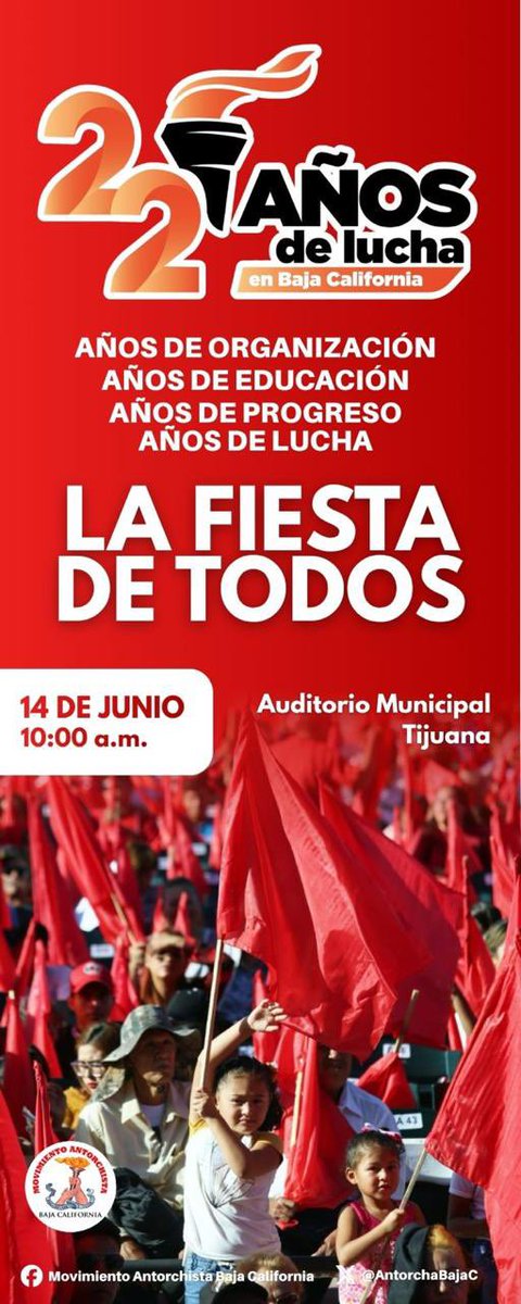 KaryRivera2_7's tweet photo. 22 años de caminar junto a las familias trabajadoras de Baja California.
La organización continúa creciendo.
#22AñosDeAntorchaEnBc https://t.co/euiDdJX9Bz