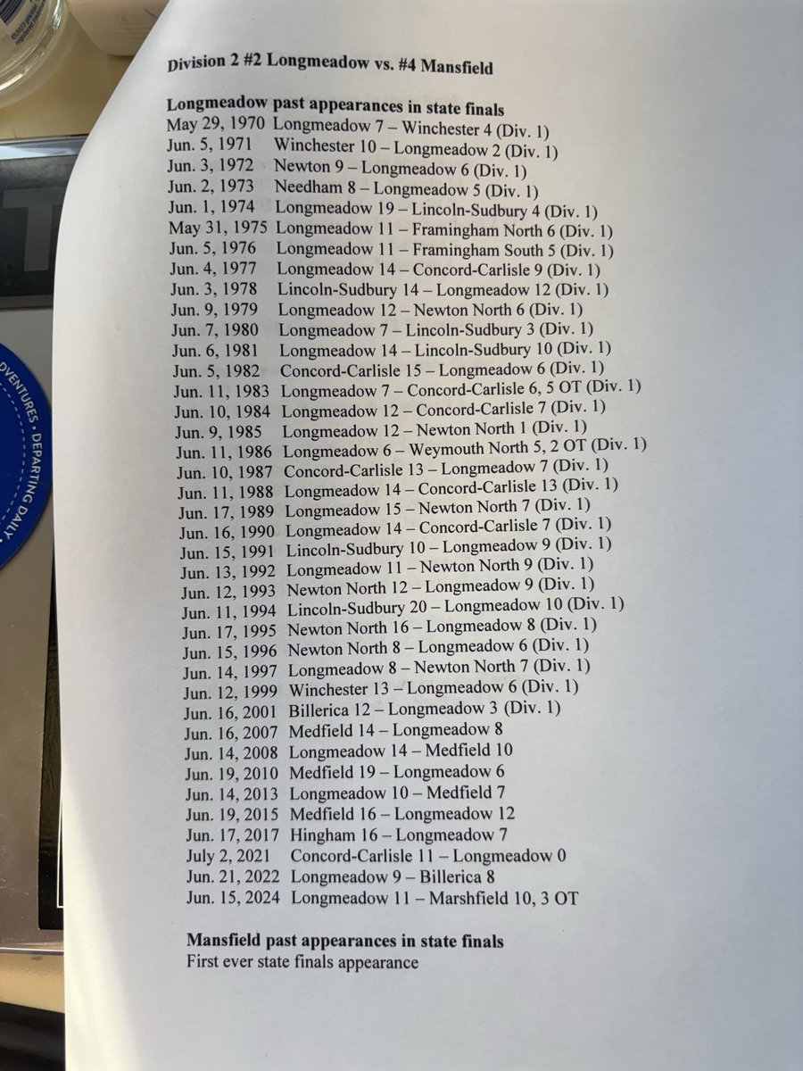 TheTylerHetu's tweet photo. In case you want an idea of how historically dominant Longmeadow is at getting here and winning, here’s their state final appearance history. https://t.co/0kGCRRKRwV